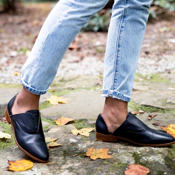 NISOLO Black Leather Emma D'Orsay Oxford Classic Flat Shoes - Picture 5 of 16